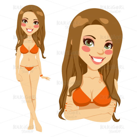 Young Sexy Woman Bikini Clipart Vector Illustration 01098
