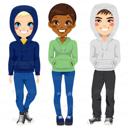 Young Teenagers Casual Clothes Clipart Vector Illustration 02490