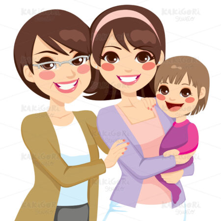 Young Three Generation Family Clipart Vector Illustration 01579