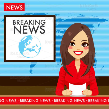 Young Woman Tv Newscaster Clipart Vector Illustration 02691