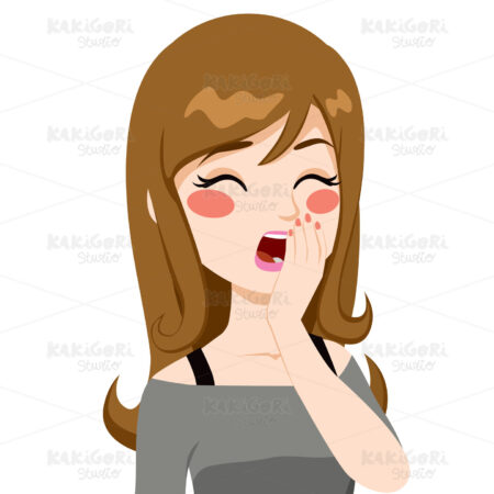 Young Woman Yawning Clipart Vector Illustration 01255