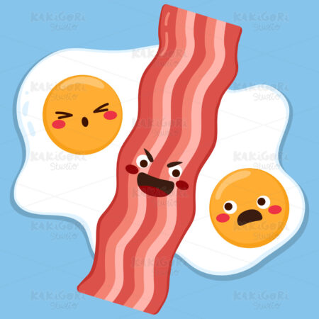 Bacon Split Eggs Concept Clipart Vector Illustration 05381