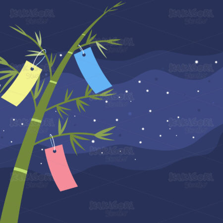 Bamboo Trees Tanabata Night Festival Clipart Vector Illustration 05377