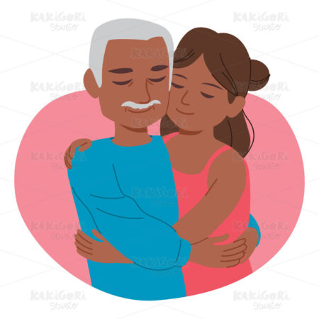 Black Daughter And Father Hugging Clipart Vector Illustration 05354