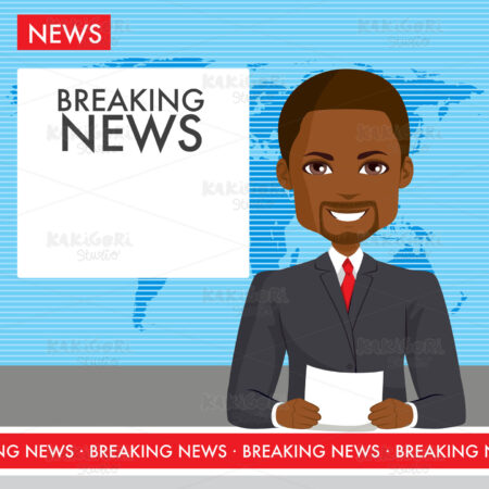Black Male Anchor News Clipart Vector Illustration 05375