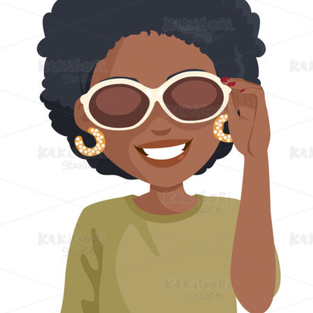 Black Woman Wearing Sunglasses Clipart Vector Illustration 05327