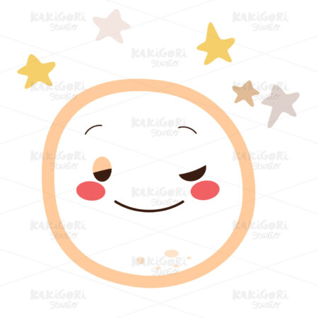 Cute Drowsy Moon Character Clipart Vector Illustration 05319