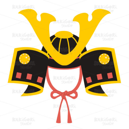 Cute Japanese Children Samurai Helmet Clipart Vector Illustration 05312