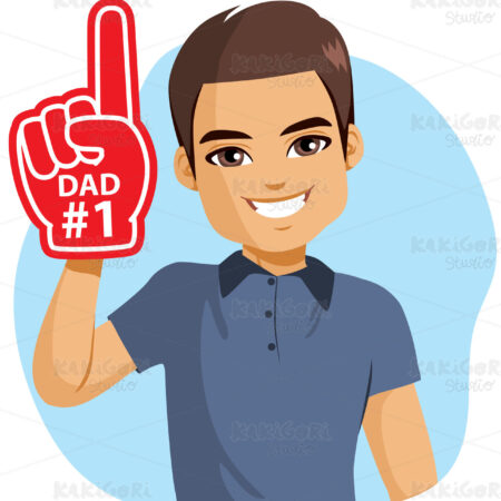 Dad Number One Finger Foam Clipart Vector Illustration 05372