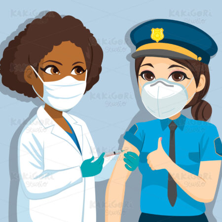 Doctor Vaccine Police Woman Clipart Vector Illustration 05382