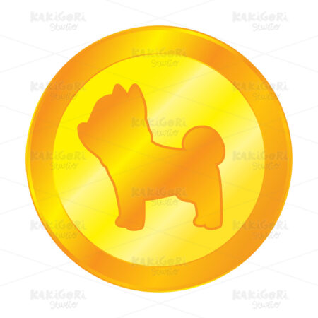 Dog Gold Coin Icon Clipart Vector Illustration 05324