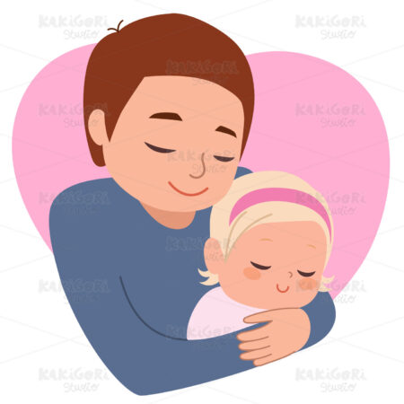 Father Embracing Baby Daughter Clipart Vector Illustration 05353