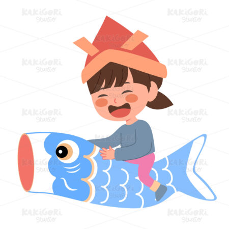 Girl Riding Carp Fish Clipart Vector Illustration 05311