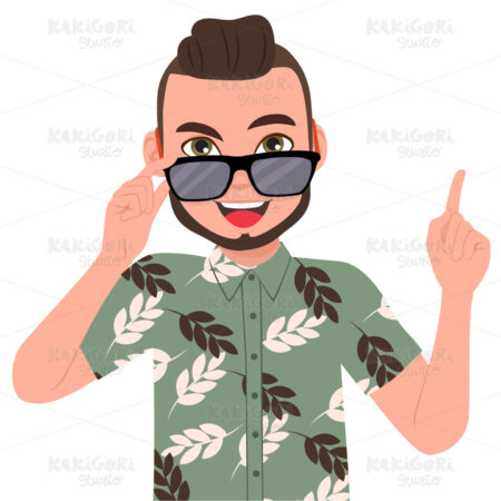 Handsome Man Sunglasses Pointing Finger Clipart Vector Illustration 05330