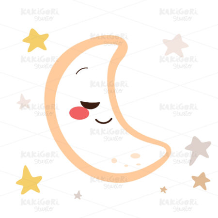 Happy Sleeping Moon Character Clipart Vector Illustration 05320