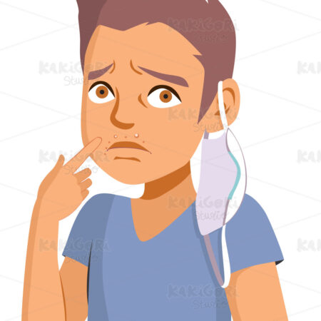 Man Acne Problem Medical Mask Clipart Vector Illustration 05352