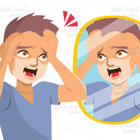 Man Shocked Skin Tan Mask Clipart Vector Illustration 05336
