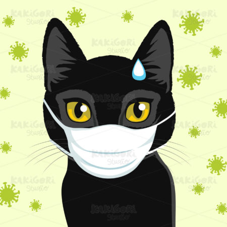 Medical Face Mask On Cat Clipart Vector Illustration 05363