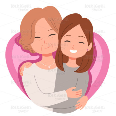 Mother And Daughter Embracing Together Clipart Vector Illustration 05309