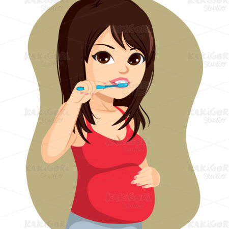 Pregnant Woman Teeth Hygiene Clipart Vector Illustration 05379
