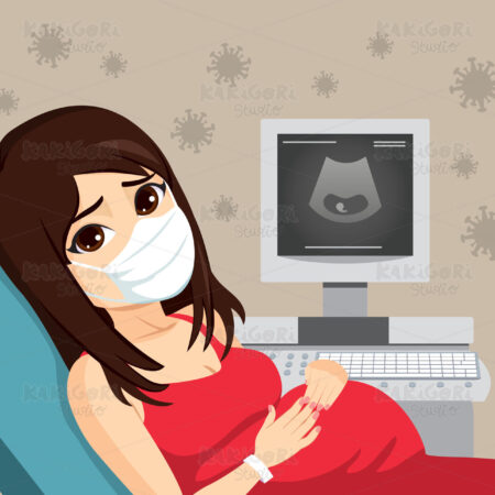 Pregnant Woman Wearing Mask Clipart Vector Illustration 05345