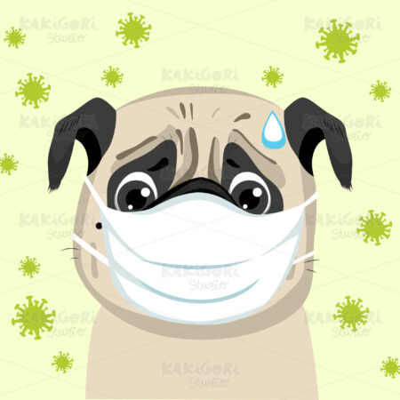 Protective Face Mask On Dog Clipart Vector Illustration 05362