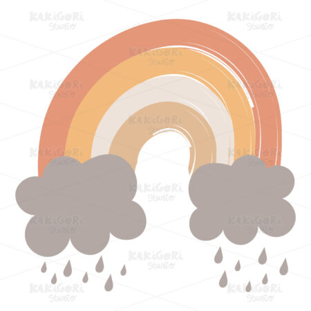 Rainbow Clouds Raining Clipart Vector Illustration 05315