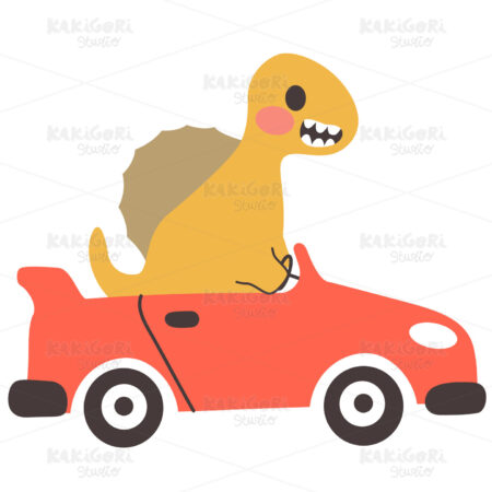 Spinosaurus Dinosaur Convertible Sports Car Clipart Vector Illustration 05359