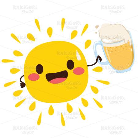 Sun Drinking Cold Beer Clipart Vector Illustration 05323