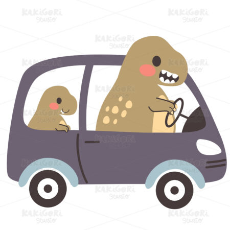 T-Rex Dinosaur Riding With Baby Clipart Vector Illustration 05361