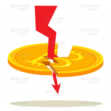Thunder Bitcoin Breaking Coin Clipart Vector Illustration 05370