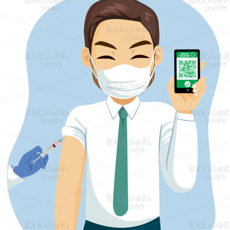 Vaccine Passport Covid 19 Businessman Clipart Vector Illustration 05366