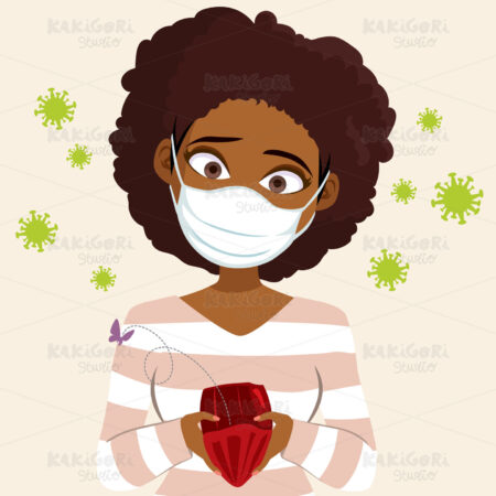 Woman Covid-19 Bankrupt Concept Clipart Vector Illustration 05342