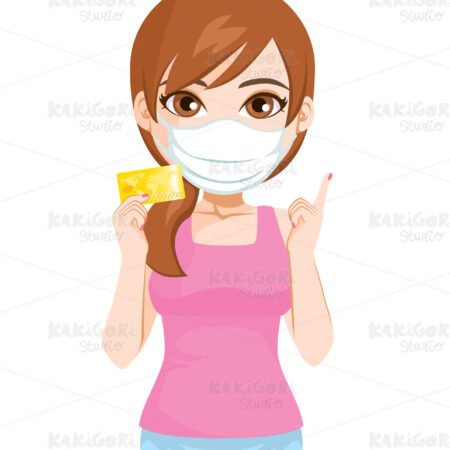 Woman Mask Holding Credit Card Clipart Vector Illustration 05371