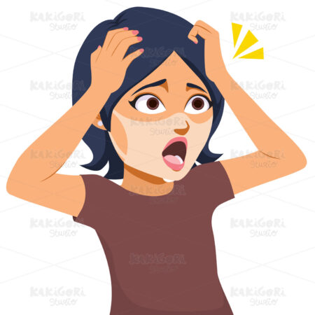 Woman Shocked Mask Tan Line Clipart Vector Illustration 05335