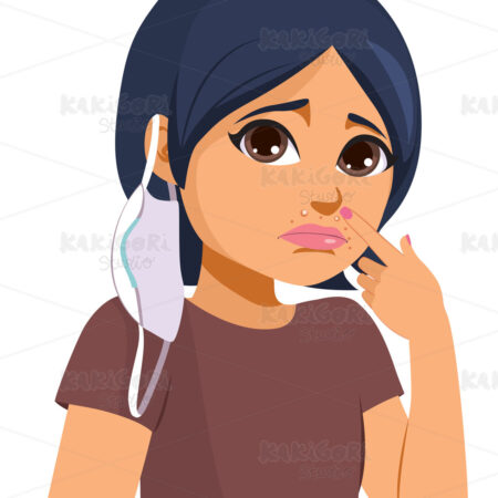 Woman Skin Problem Medical Mask Clipart Vector Illustration 05337