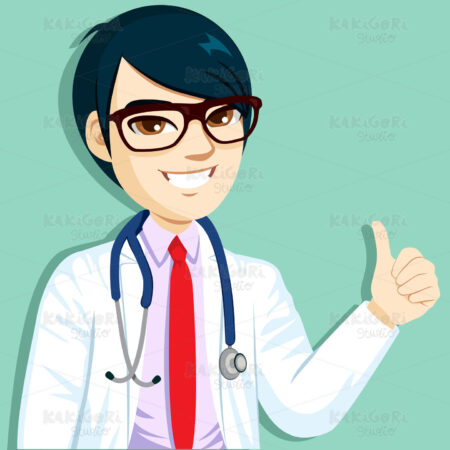 Asian Doctor Thumbs Up Clipart Vector Illustration 05385