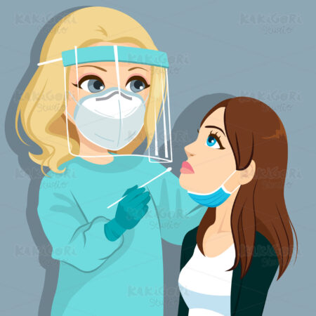 Doctor Doing PCR Nasal Test Clipart Vector Illustration 05388