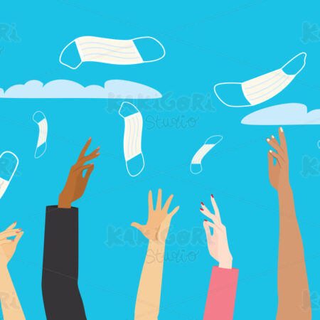 End Covid Concept Arms Up Clipart Vector Illustration 05399