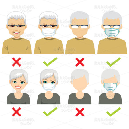 Senior People No entry Characters Clipart Vector Illustration 05398