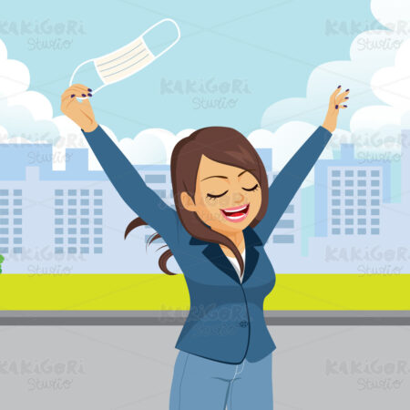 Woman End Of Coronavirus Concept Clipart Vector Illustration 05397