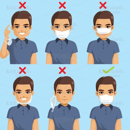 Wrong Ways To Wear Mask Clipart Vector Illustration 05400